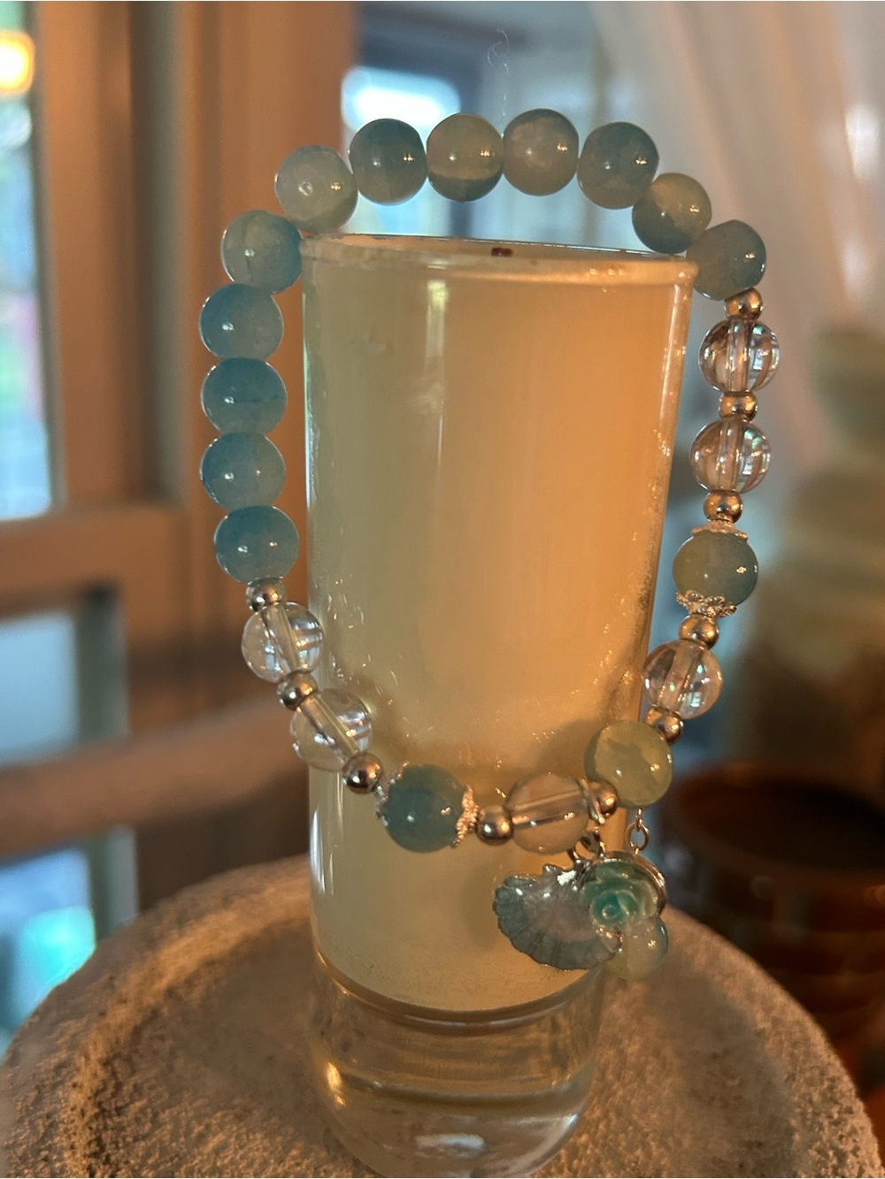 Aquamarine Beaded Charm Bracelets- Unbranded NWOT